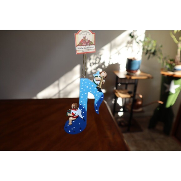 KAETHE WOHLFAHRT Wooden Music Note Star Ornament Angels Christmas Germany Vtg - Picture 9 of 10